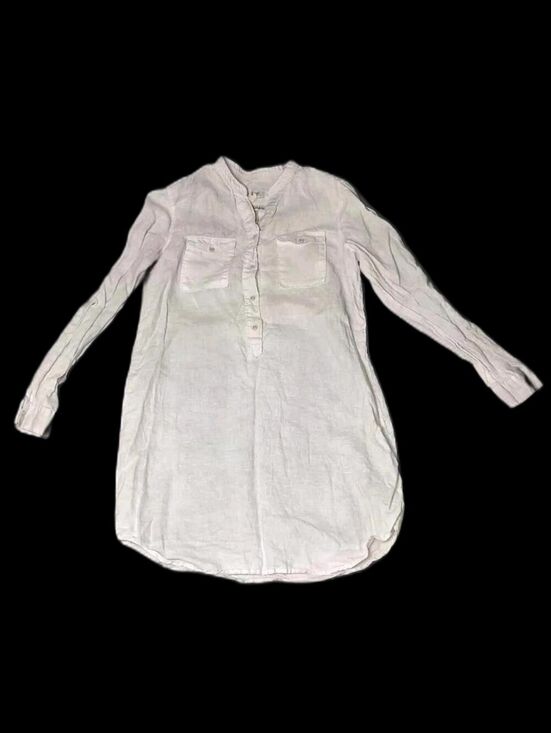 malvin Tops - Malvin I Love Linen Partial Button Up Tunic Top Womens Size M Ivory Coastal